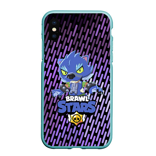 Чехол iPhone XS Max матовый BRAWL STARS LEON ОБОРОТЕНЬ / 3D-Мятный – фото 1