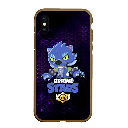 Чехол iPhone XS Max матовый BRAWL STARS LEON ОБОРОТЕНЬ / 3D-Коричневый – фото 1