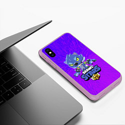 Чехол iPhone XS Max матовый BRAWL STARS LEON ОБОРОТЕНЬ, цвет: 3D-сиреневый — фото 2