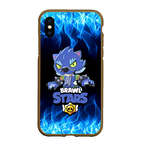 Чехол iPhone XS Max матовый BRAWL STARS LEON ОБОРОТЕНЬ / 3D-Коричневый – фото 1