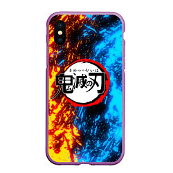 Чехол iPhone XS Max матовый KIMETSU NO YAIBA, цвет: 3D-фиолетовый