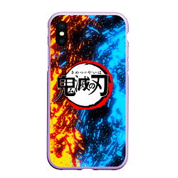 Чехол iPhone XS Max матовый KIMETSU NO YAIBA, цвет: 3D-сиреневый