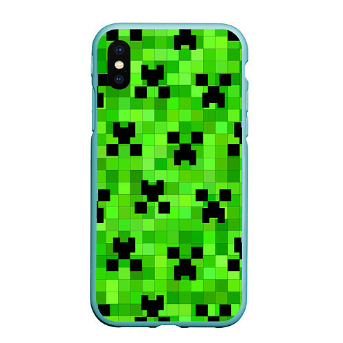 Чехол iPhone XS Max матовый MINECRAFT / 3D-Мятный – фото 1