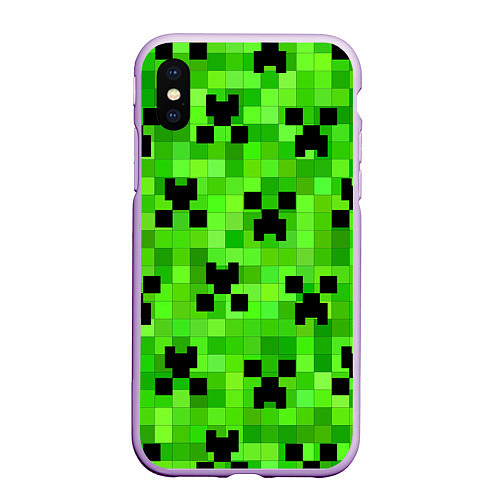 Чехол iPhone XS Max матовый MINECRAFT / 3D-Сиреневый – фото 1