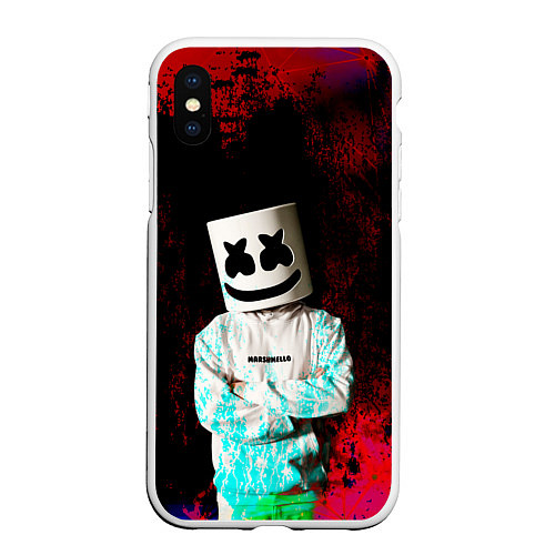 Чехол iPhone XS Max матовый Marshmello / 3D-Белый – фото 1