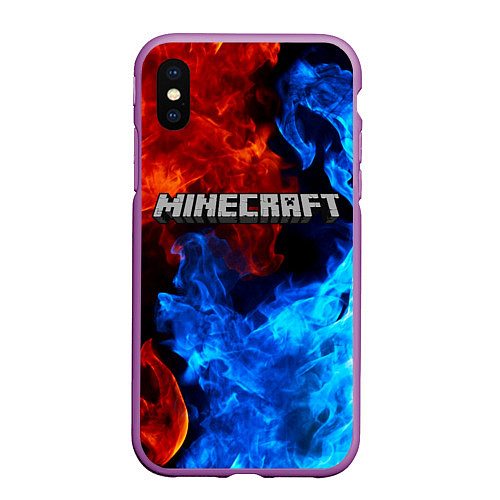 Чехол iPhone XS Max матовый MINECRAFT / 3D-Фиолетовый – фото 1