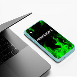 Чехол iPhone XS Max матовый MINECRAFT, цвет: 3D-мятный — фото 2