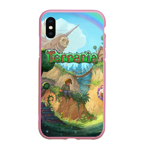 Чехол iPhone XS Max матовый Terraria / 3D-Розовый – фото 1