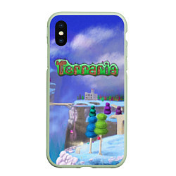 Чехол iPhone XS Max матовый Terraria, цвет: 3D-салатовый