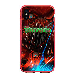 Чехол iPhone XS Max матовый Terraria, цвет: 3D-красный