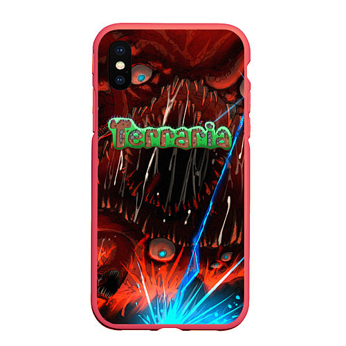 Чехол iPhone XS Max матовый Terraria / 3D-Красный – фото 1