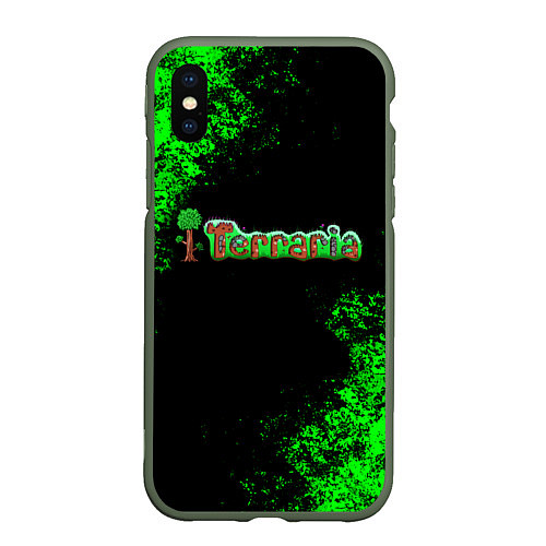 Чехол iPhone XS Max матовый Terraria / 3D-Темно-зеленый – фото 1