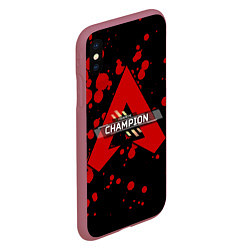 Чехол iPhone XS Max матовый Apex Legends Champion, цвет: 3D-малиновый — фото 2