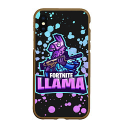 Чехол iPhone XS Max матовый Fortnite LLAMA, цвет: 3D-коричневый