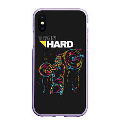 Чехол iPhone XS Max матовый Train hard, цвет: 3D-светло-сиреневый