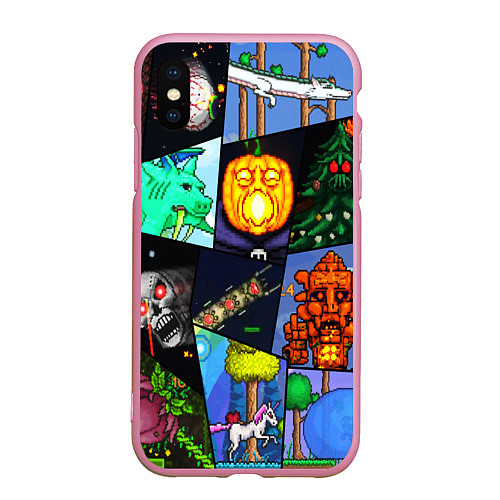 Чехол iPhone XS Max матовый Terraria allpic / 3D-Розовый – фото 1