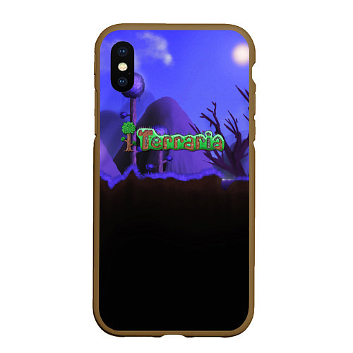 Чехол iPhone XS Max матовый TERRARIA / 3D-Коричневый – фото 1