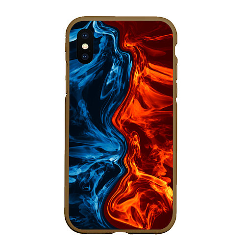 Чехол iPhone XS Max матовый Огонь и вода / 3D-Коричневый – фото 1