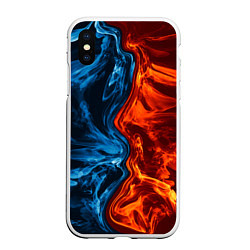 Чехол iPhone XS Max матовый Огонь и вода, цвет: 3D-белый