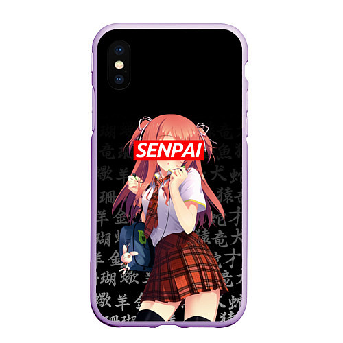 Чехол iPhone XS Max матовый SENPAI ANIME / 3D-Сиреневый – фото 1