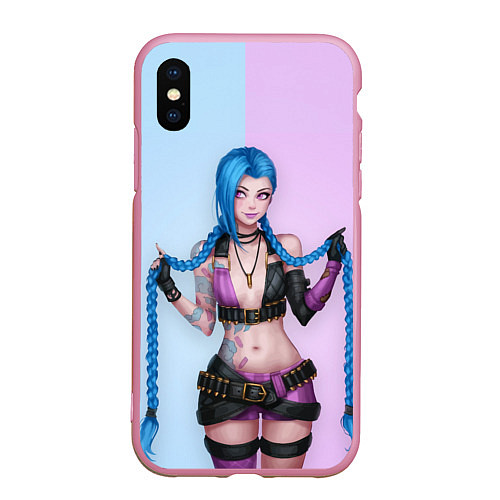 Чехол iPhone XS Max матовый League of Legends Jinx / 3D-Розовый – фото 1