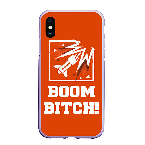 Чехол iPhone XS Max матовый Boom Bitch! / 3D-Светло-сиреневый – фото 1