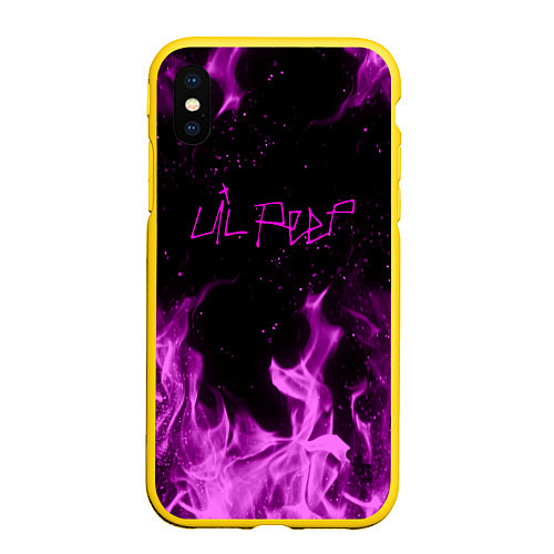 Чехол iPhone XS Max матовый LIL PEEP FIRE / 3D-Желтый – фото 1