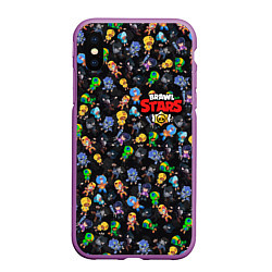 Чехол iPhone XS Max матовый BRAWL STARS LEON, цвет: 3D-фиолетовый
