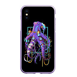 Чехол iPhone XS Max матовый Octopus, цвет: 3D-светло-сиреневый