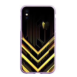 Чехол iPhone XS Max матовый Атака Титанов, цвет: 3D-сиреневый