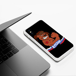 Чехол iPhone XS Max матовый Русский медведь, цвет: 3D-белый — фото 2
