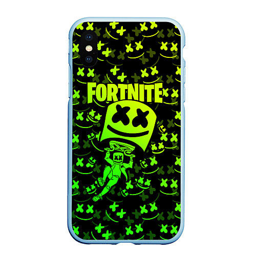 Чехол iPhone XS Max матовый FORTNITE / 3D-Голубой – фото 1