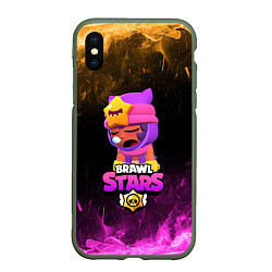 Чехол iPhone XS Max матовый Brawl Stars Sandy, цвет: 3D-темно-зеленый