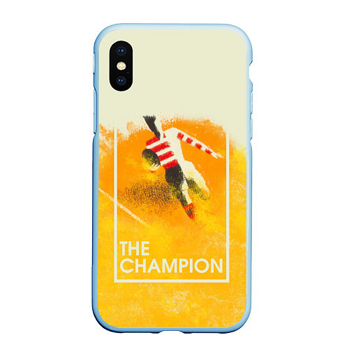 Чехол iPhone XS Max матовый Регби The Champion / 3D-Голубой – фото 1