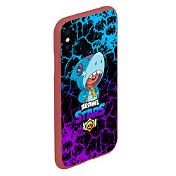 Чехол iPhone XS Max матовый BRAWL STARS LEON SHARK, цвет: 3D-красный — фото 2