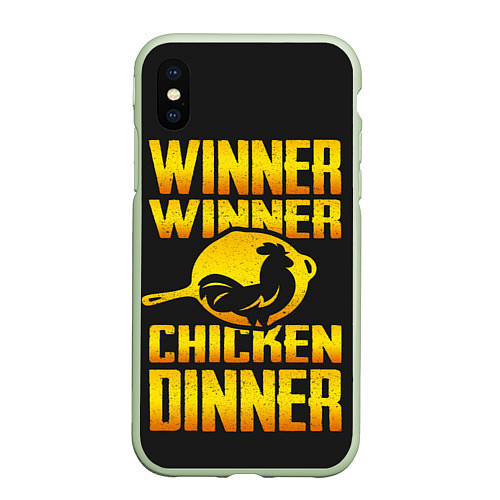 Чехол iPhone XS Max матовый Winner Chicken Dinner / 3D-Салатовый – фото 1