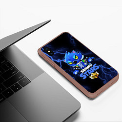 Чехол iPhone XS Max матовый Brawl Stars LEON, цвет: 3D-коричневый — фото 2