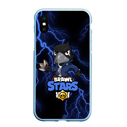 Чехол iPhone XS Max матовый Brawl Stars CROW, цвет: 3D-голубой