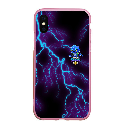 Чехол iPhone XS Max матовый Brawl Stars LEON / 3D-Розовый – фото 1