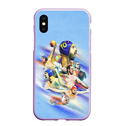 Чехол iPhone XS Max матовый Water polo players, цвет: 3D-сиреневый