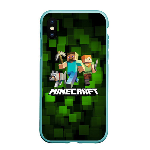 Чехол iPhone XS Max матовый Minecraft Майнкрафт / 3D-Мятный – фото 1