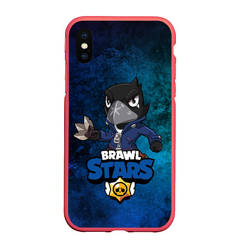 Чехол iPhone XS Max матовый Brawl Stars CROW / 3D-Красный – фото 1