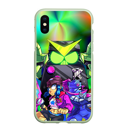 Чехол iPhone XS Max матовый BRAWL STARS / 3D-Салатовый – фото 1