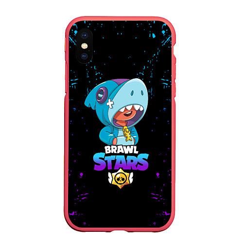 Чехол iPhone XS Max матовый BRAWL STARS LEON SHARK, / 3D-Красный – фото 1