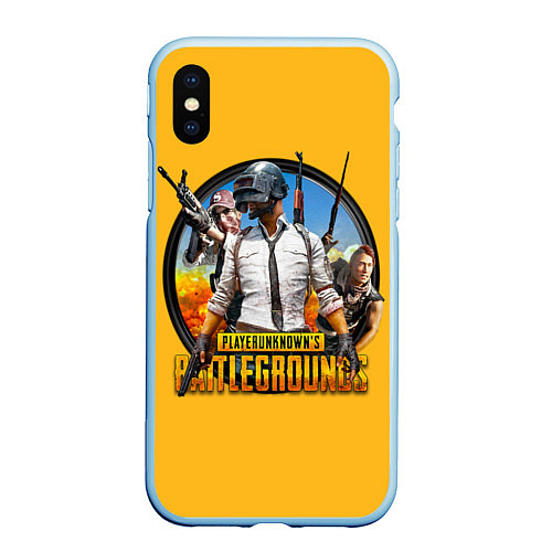 Чехол iPhone XS Max матовый PUBG / 3D-Голубой – фото 1