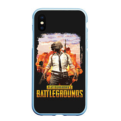 Чехол iPhone XS Max матовый PUBG, цвет: 3D-голубой