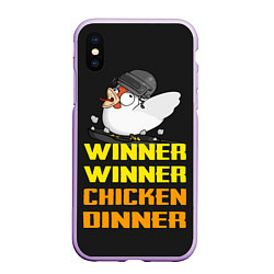 Чехол iPhone XS Max матовый Winner Chicken Dinner, цвет: 3D-сиреневый