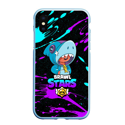 Чехол iPhone XS Max матовый BRAWL STARS LEONS HARK / 3D-Голубой – фото 1