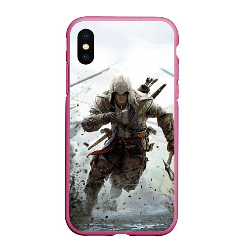 Чехол iPhone XS Max матовый ASSASSINS CREED / 3D-Малиновый – фото 1