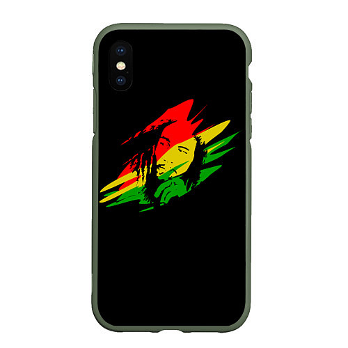 Чехол iPhone XS Max матовый Боб Марли / 3D-Темно-зеленый – фото 1
